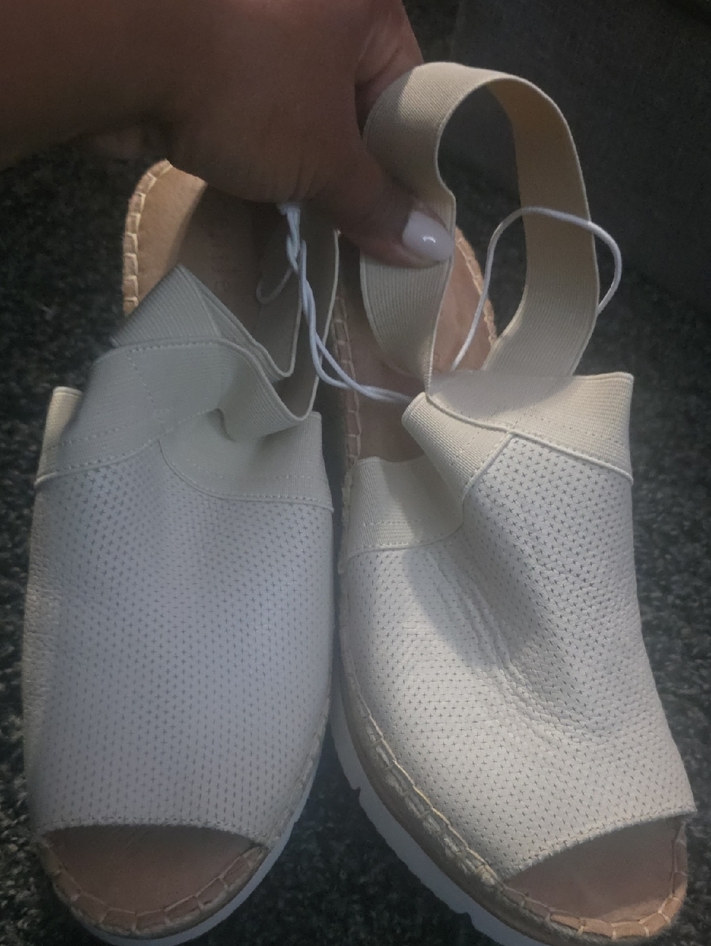 gentle souls Cream Slip-On Perforated Espadrille Sandals